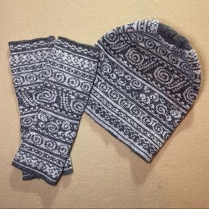 Knit Beanie and Arm Warmer Set